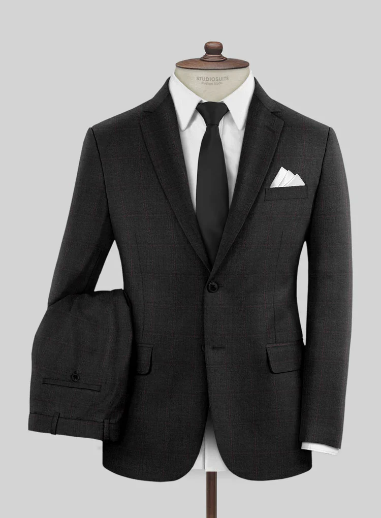Reda Cashmere Dark Gray Windowpane Wool Suit - Image 2