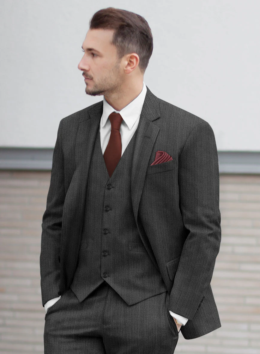 Reda Cashmere Gray Stripe Wool Jacket - Image 2