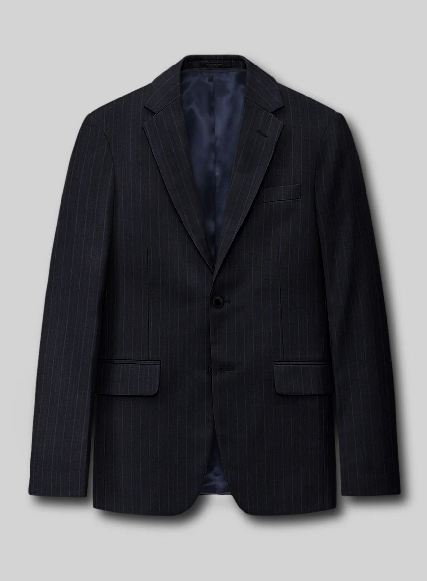 Reda Cashmere Navy Blue Stripe Wool Jacket