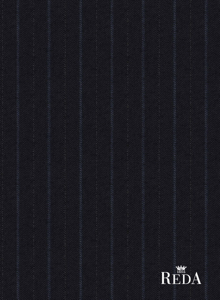 Reda Cashmere Navy Blue Stripe Wool Jacket - Image 3