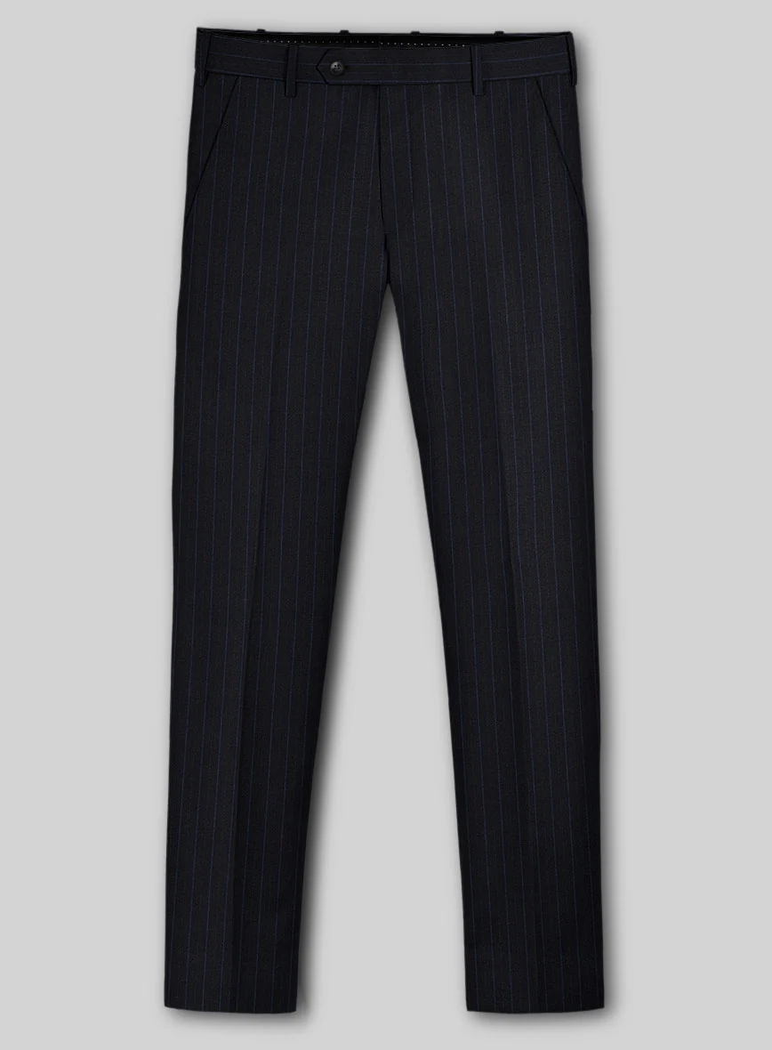 Reda Cashmere Navy Blue Stripe Wool Pants - Image 2