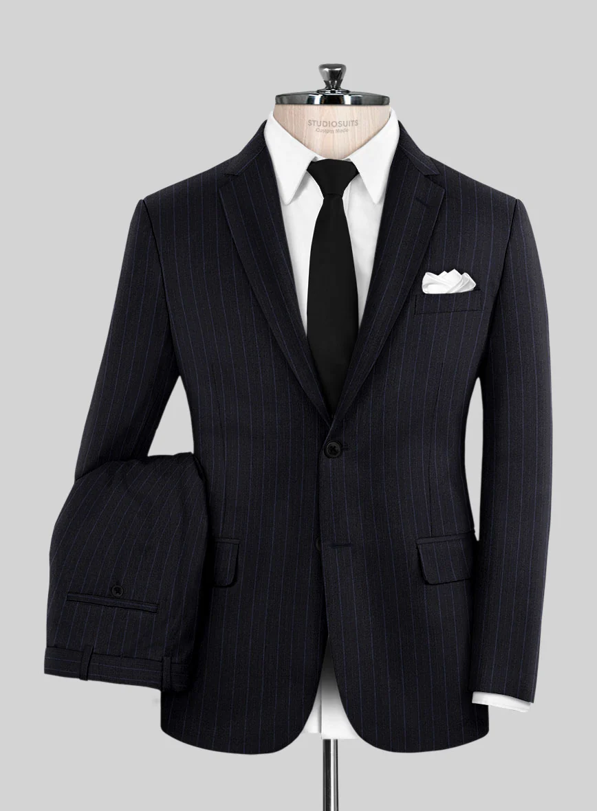 Reda Cashmere Navy Blue Stripe Wool Suit - Image 2