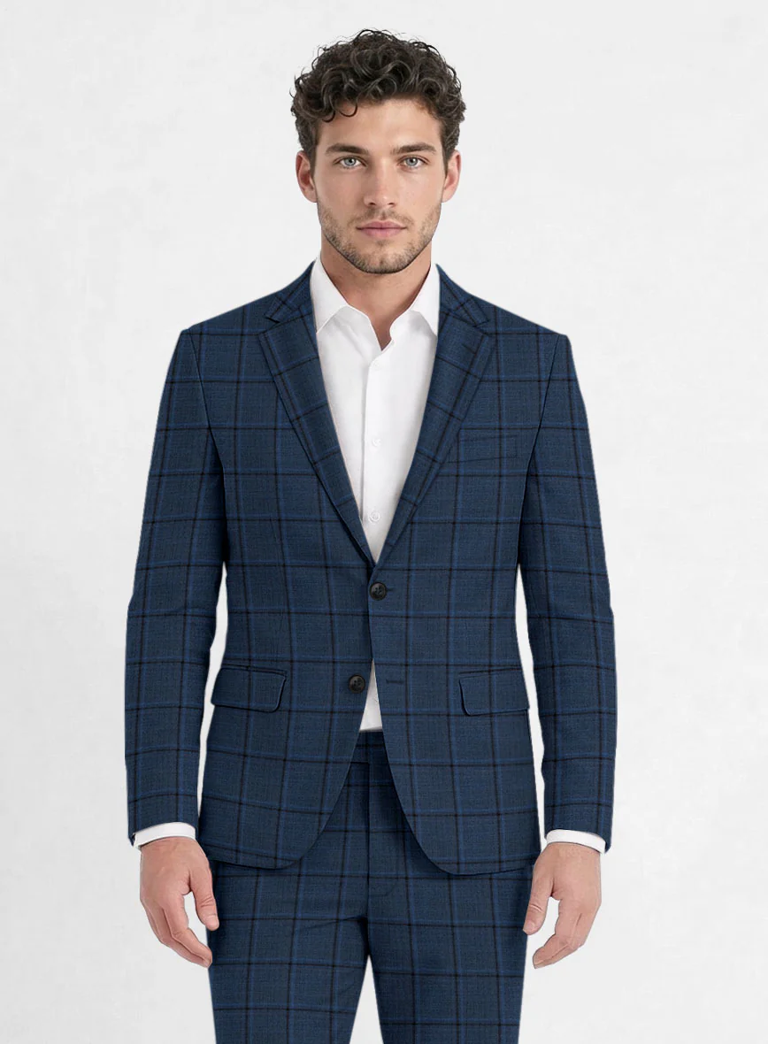 Reda Casi Blue Checks Wool Jacket - Image 2