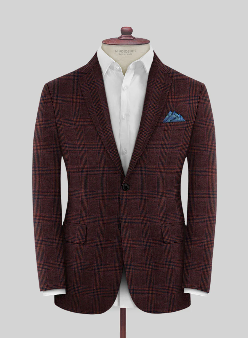 Reda Casvo Maroon Checks Wool Suit - Image 3
