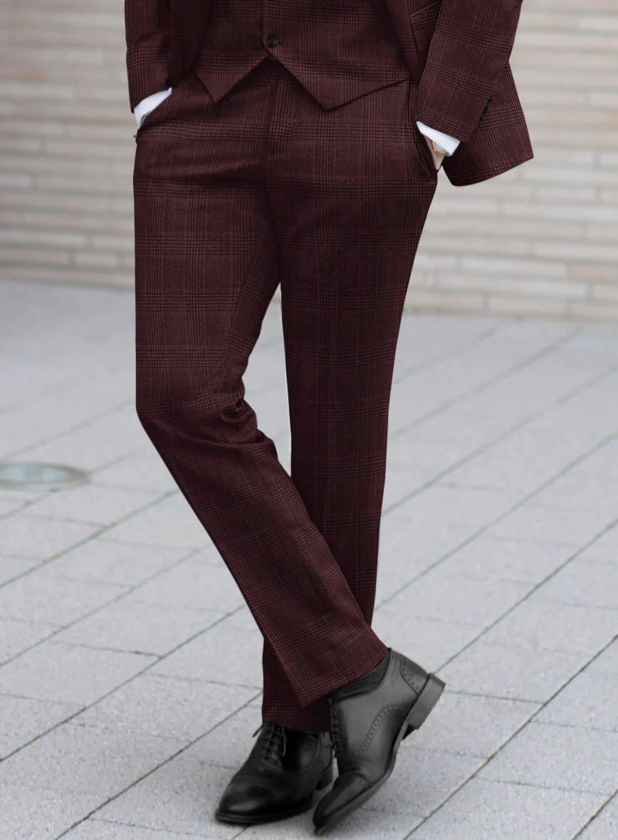 Reda Casvo Maroon Checks Wool Suit - Image 4