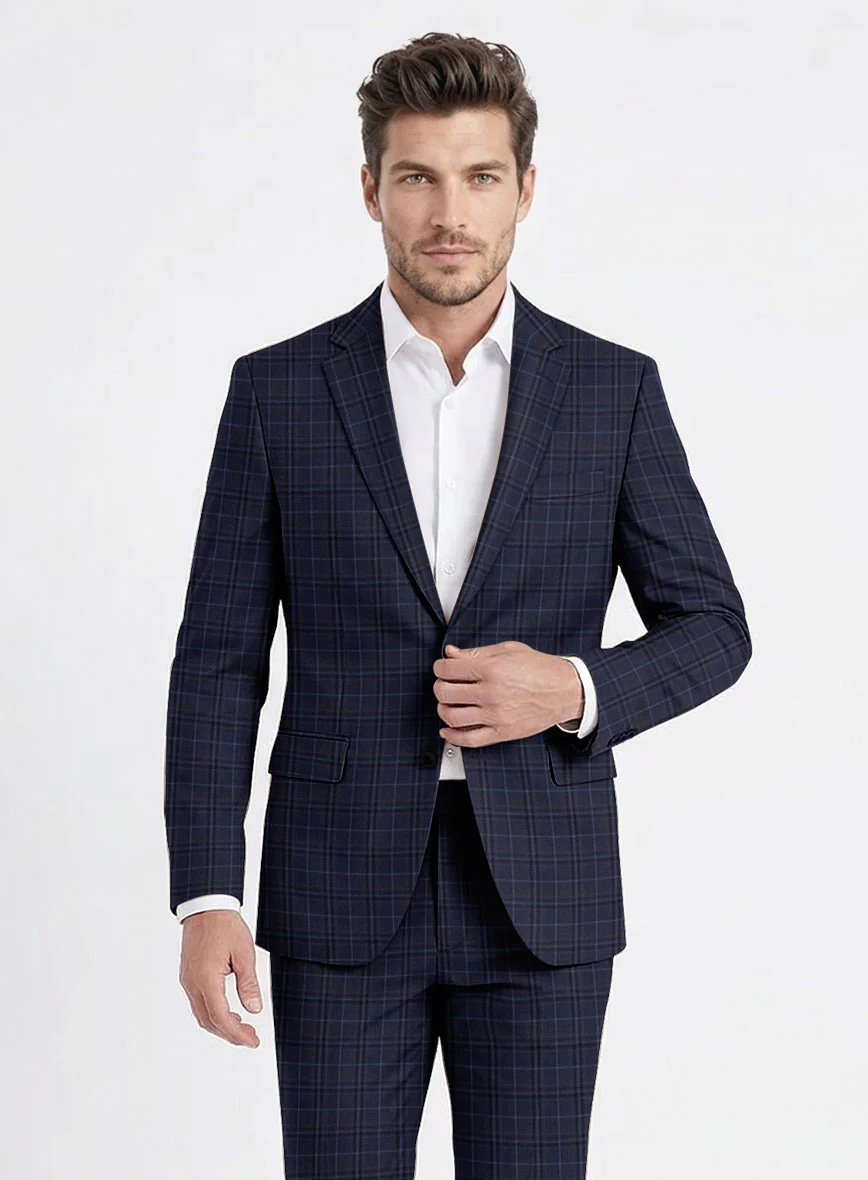 Reda Cavez Blue Checks Wool Suit - Image 3