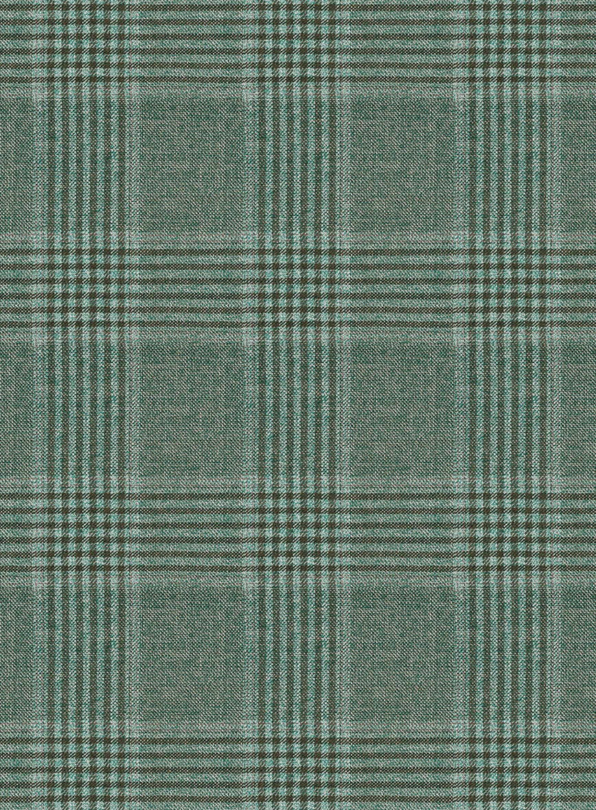 Reda Celadon Green Checks Wool Pants - Image 3