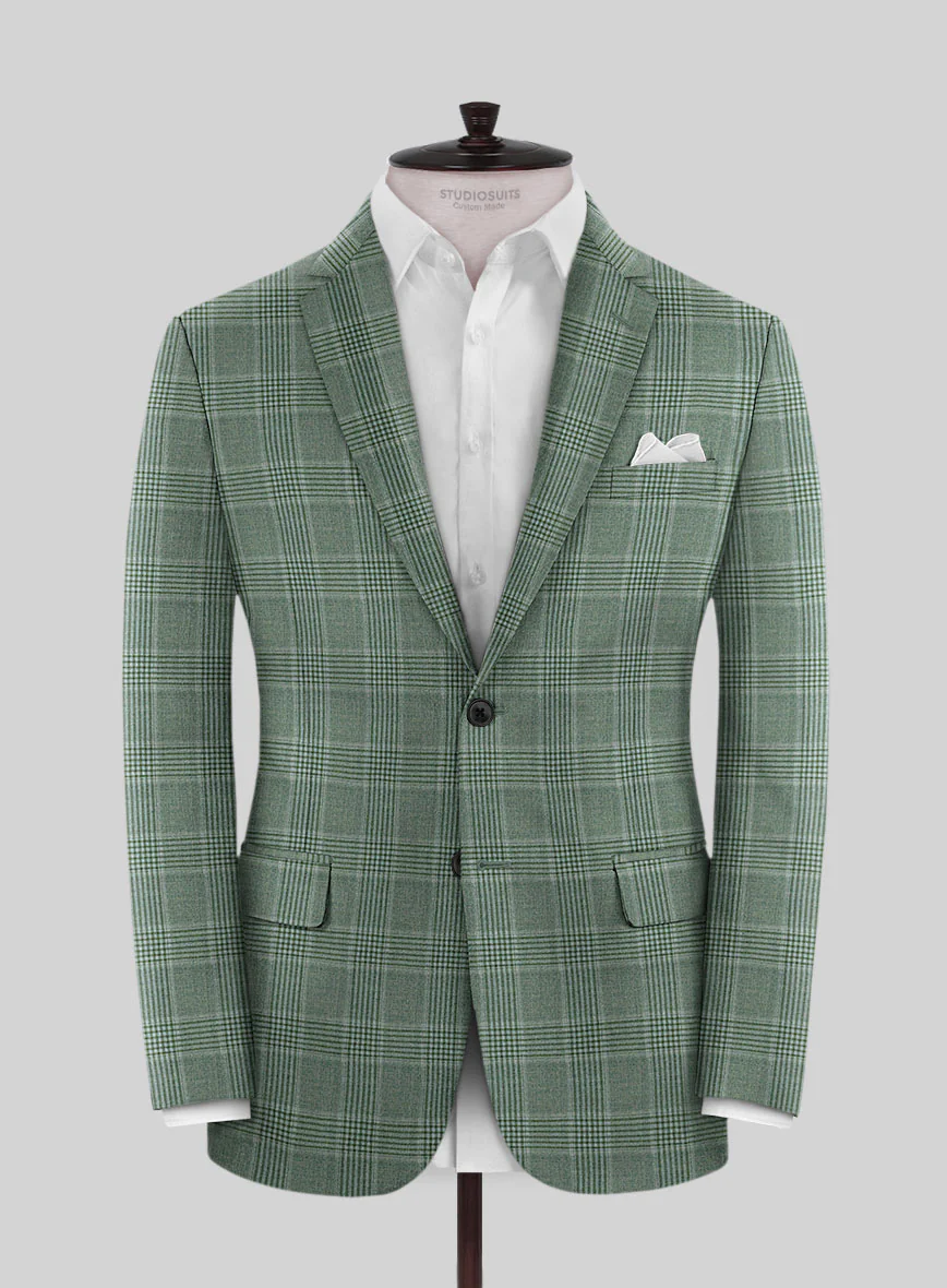 Reda Celadon Green Checks Wool Suit - Image 3