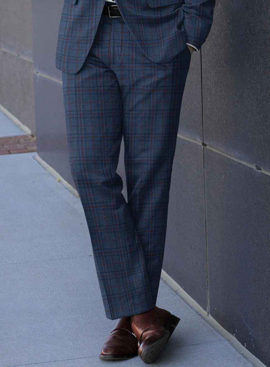 Reda Chambray Blue Checks Wool Suit - Image 4