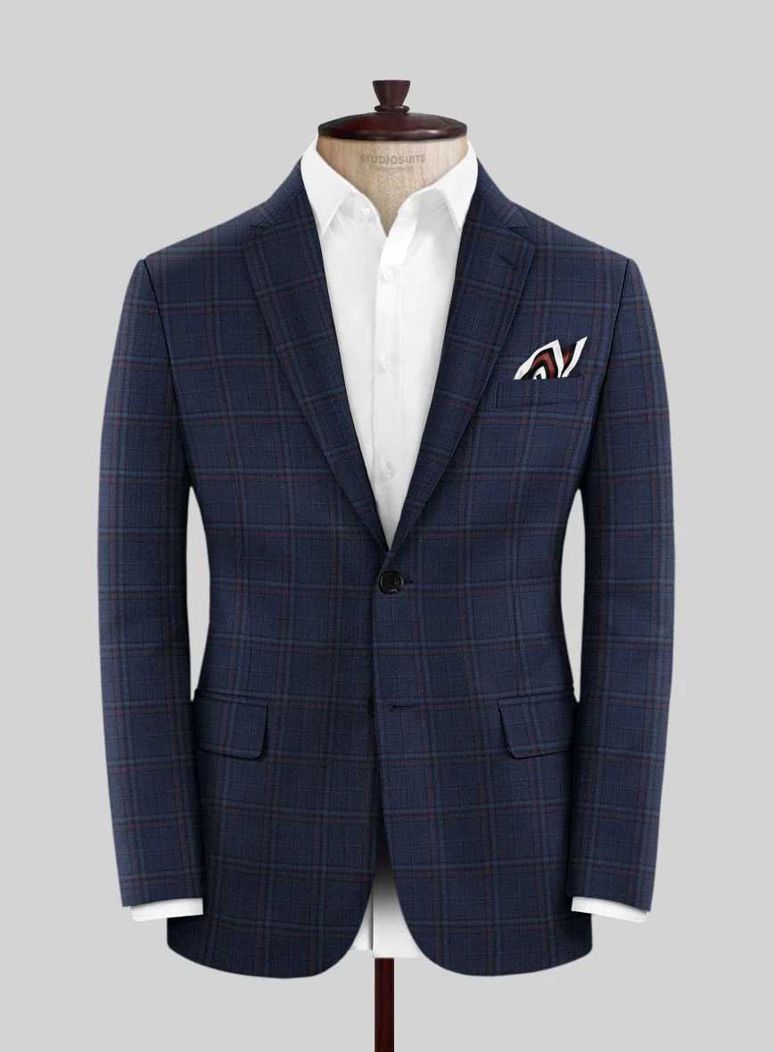 Reda Cinder Blue Checks Wool Suit - Image 3