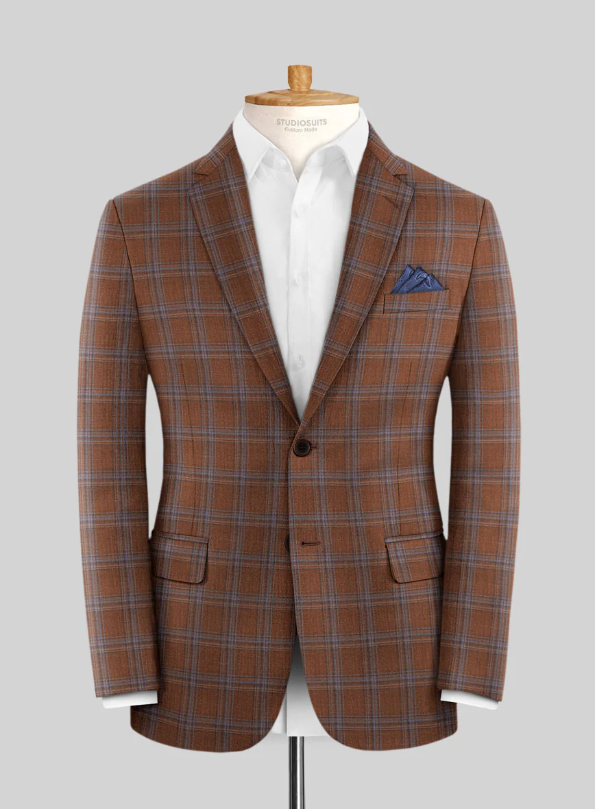 Reda Cumin Brown Checks Wool Suit - Image 3