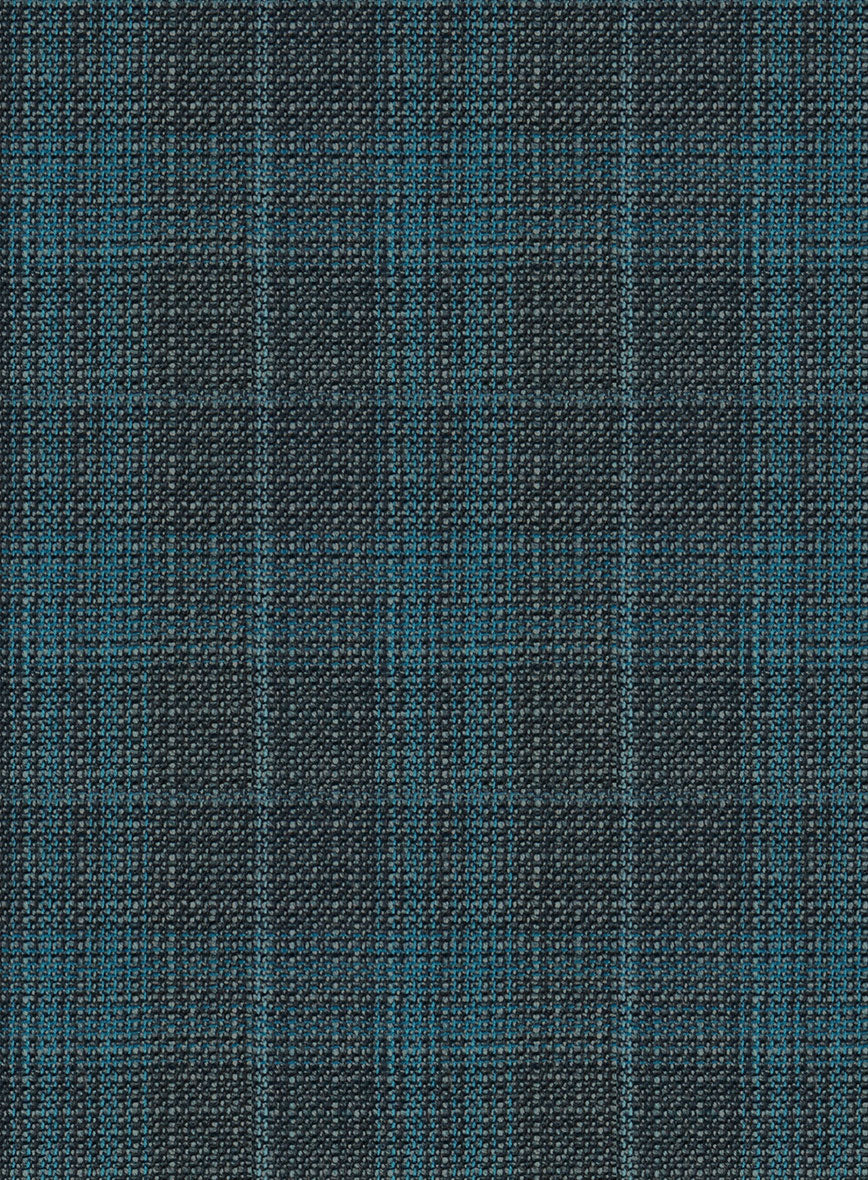 Reda Cyan Green Checks Wool Pants - Image 3