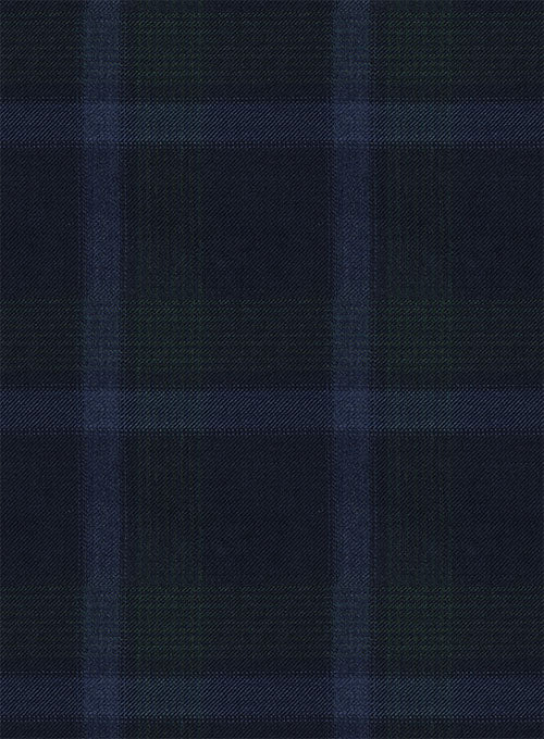 Reda Dark Blue Checks Wool Pants - Image 2