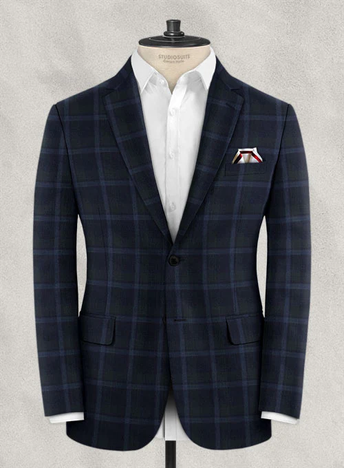 Reda Dark Blue Checks Wool Suit - Image 3