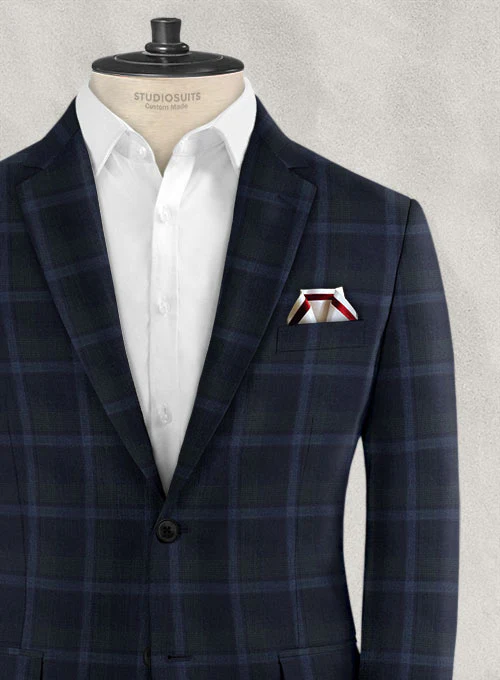 Reda Dark Blue Checks Wool Suit - Image 4