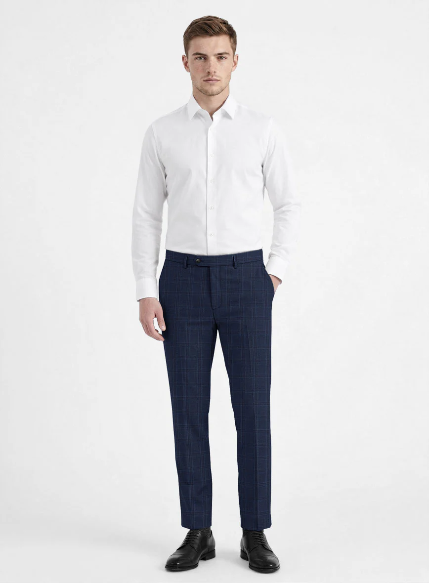 Reda Dark Navy Checks Wool Suit - Image 5