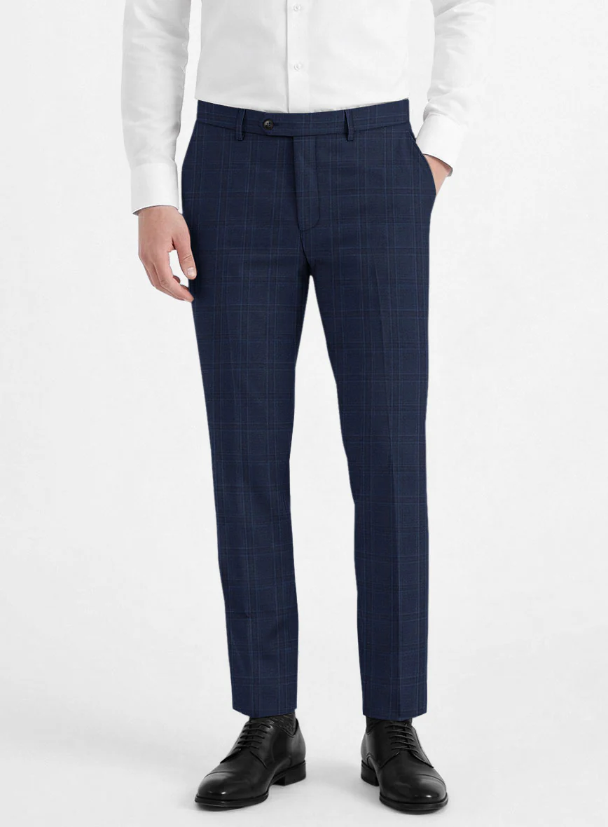 Reda Dark Navy Checks Wool Suit - Image 6