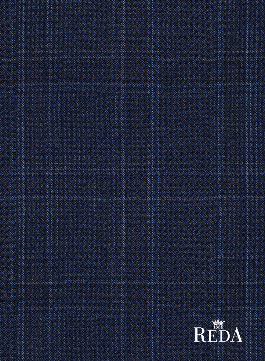 Reda Dark Navy Checks Wool Jacket - Image 3
