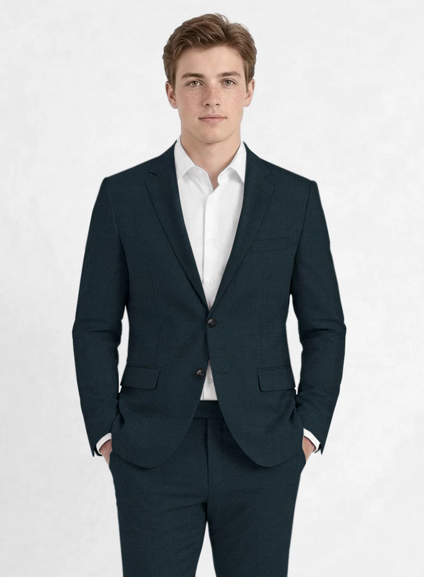 Reda Dark Teal Blue Wool Jacket - Image 2