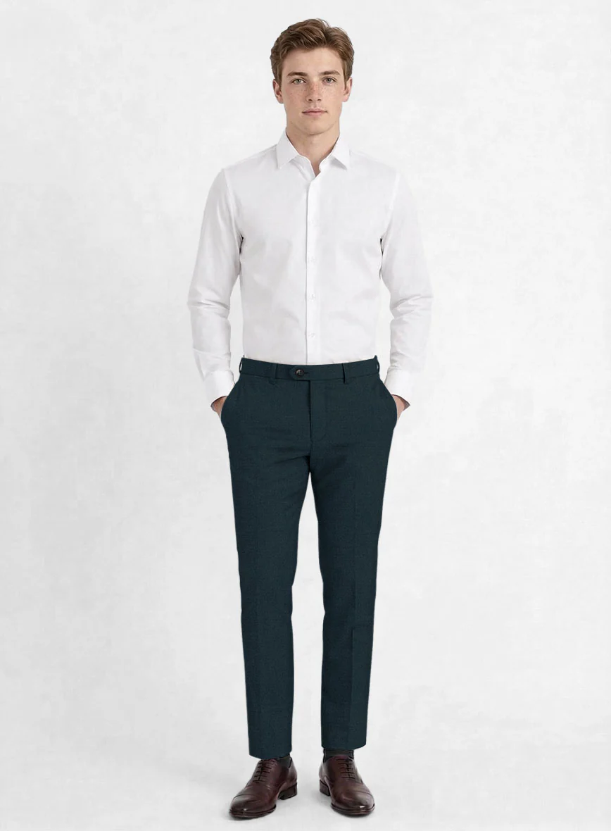 Reda Dark Teal Blue Wool Pants - Image 3