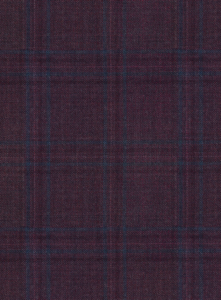 Reda Dark Wine Checks Wool Suit - Image 6