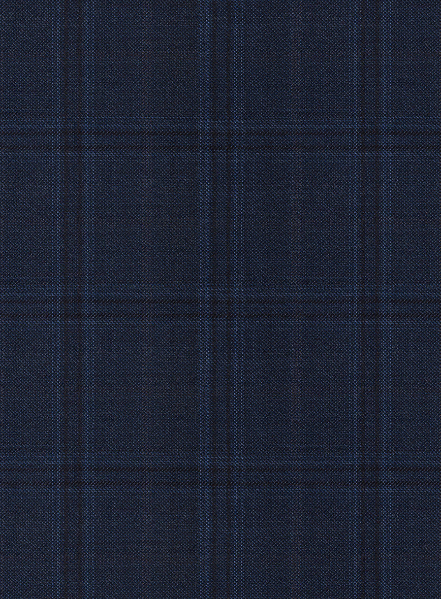 Reda Deep Cove Blue Checks Wool Pants - Image 3
