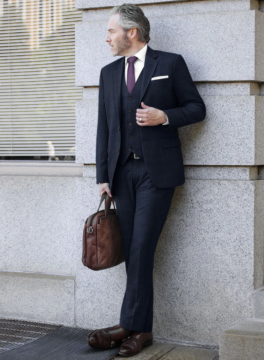 Reda Deep Cove Blue Checks Wool Suit - Image 2