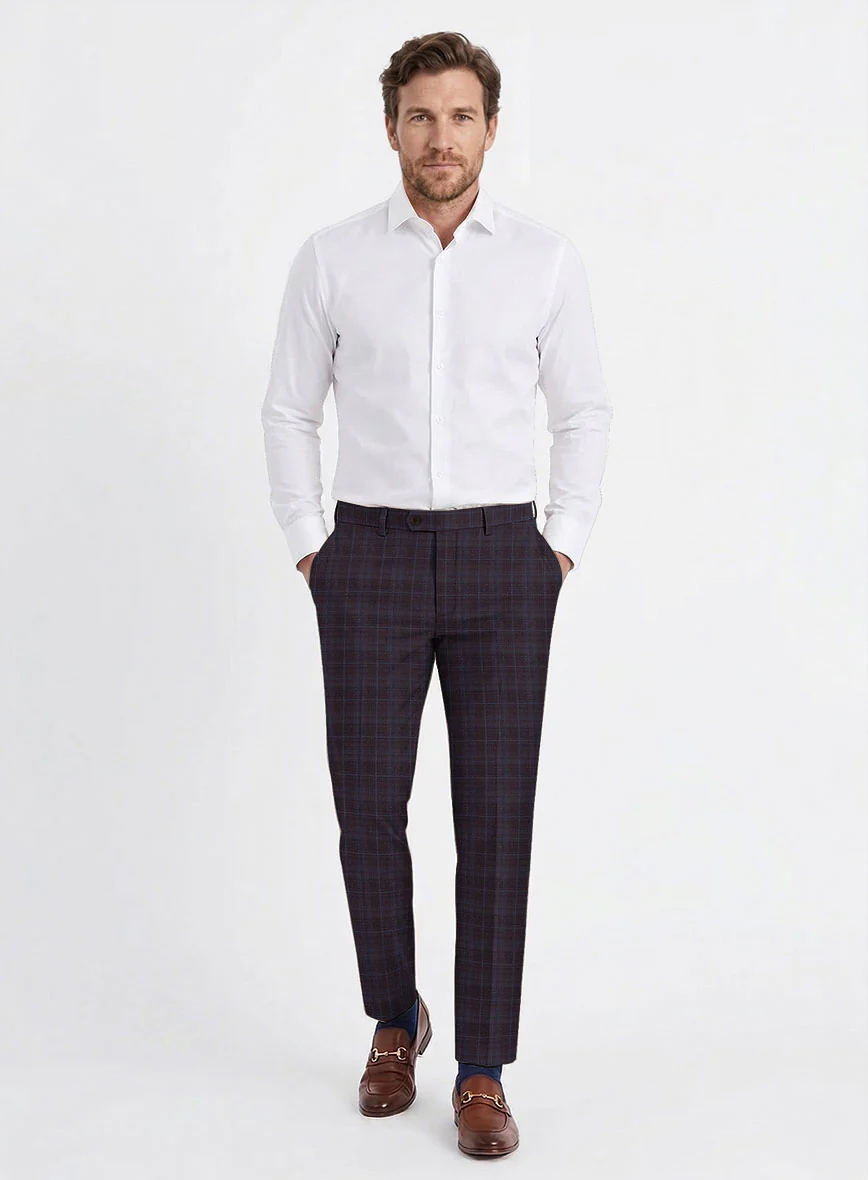 Reda Delgue Purple Checks Wool Pants - Image 3