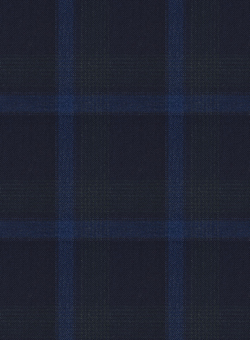 Reda Diesel Blue Checks Wool Pants - Image 3