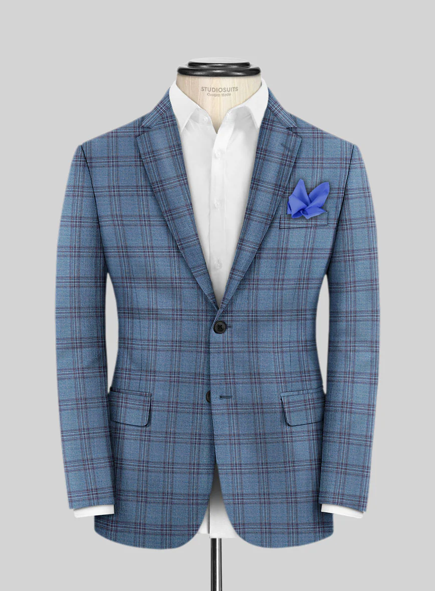 Reda Dusk Blue Checks Wool Suit - Image 3