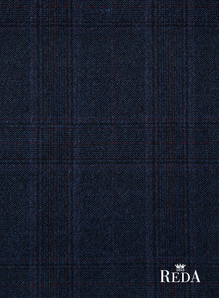 Reda Elian Blue Checks Wool Pants - Image 3