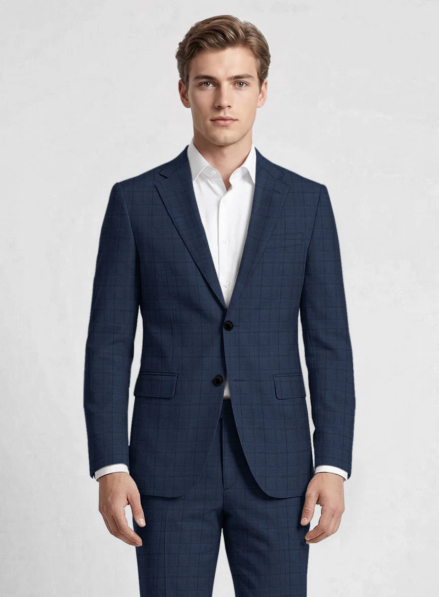 Reda Erlon Royal Blue Checks Wool Suit - Image 3
