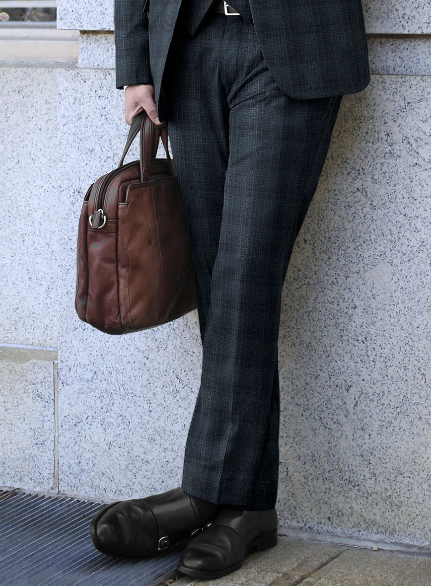 Reda Faruco Blue Checks Wool Pants - Image 2