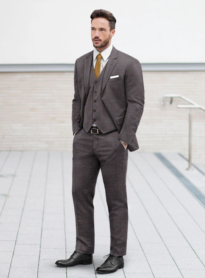 Reda Filibe Honey Comb Brown Wool Suit - Image 2