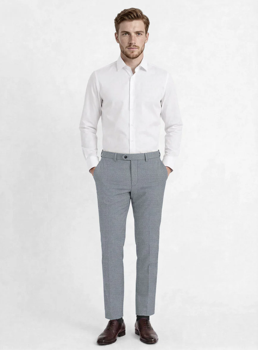 Reda Flexo Light Blue Gray Wool Pants - Image 2