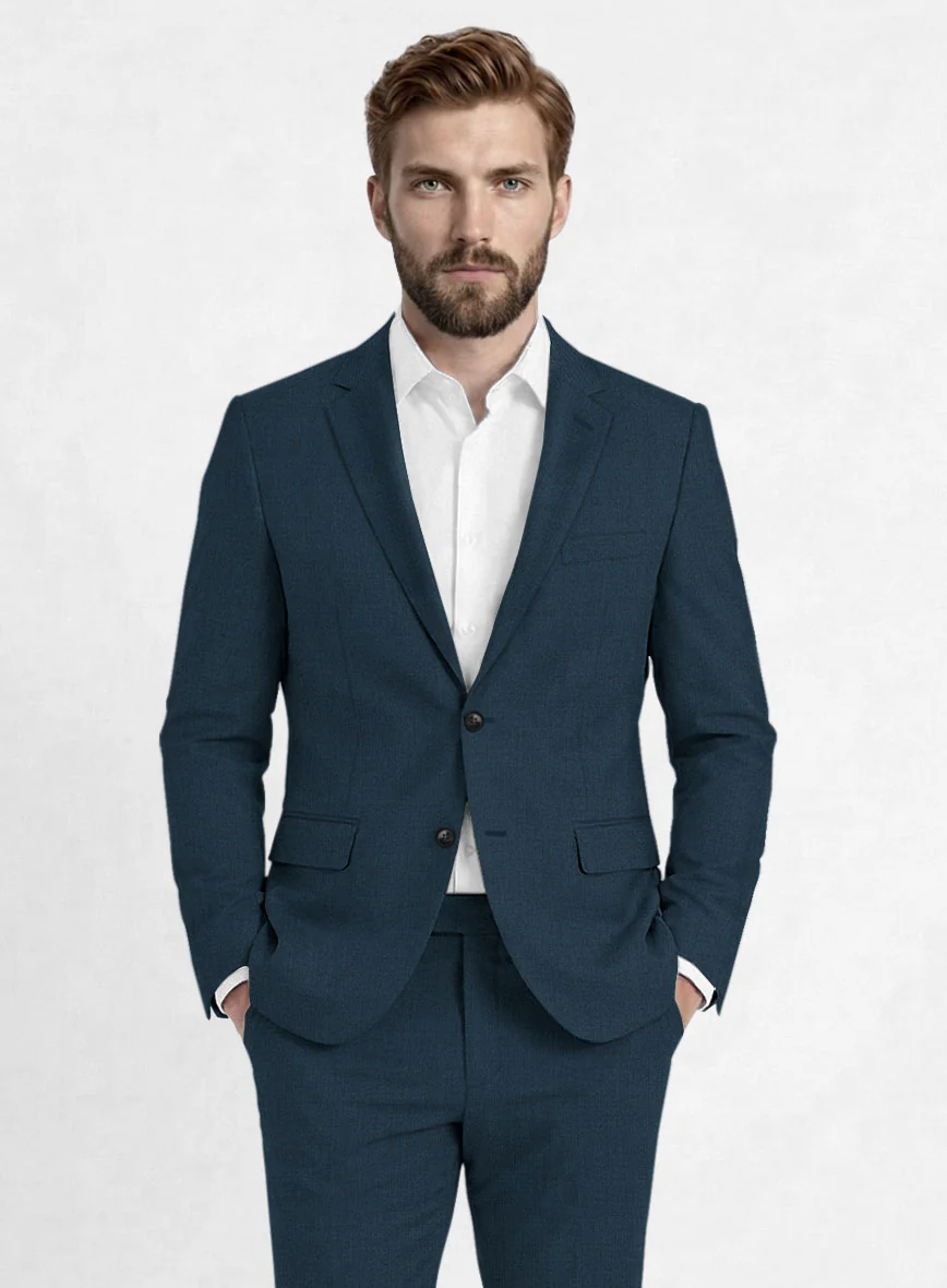 Reda Flexo Teal Blue Wool Suit - Image 4