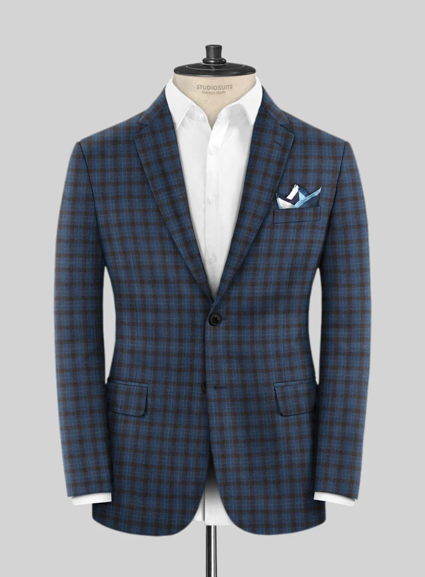 Reda Glacier Blue Checks Wool Suit - Image 3