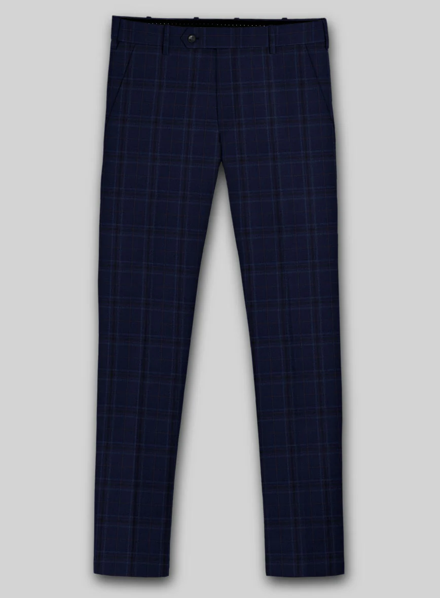 Reda Gulf Blue Checks Wool Pants - Image 2