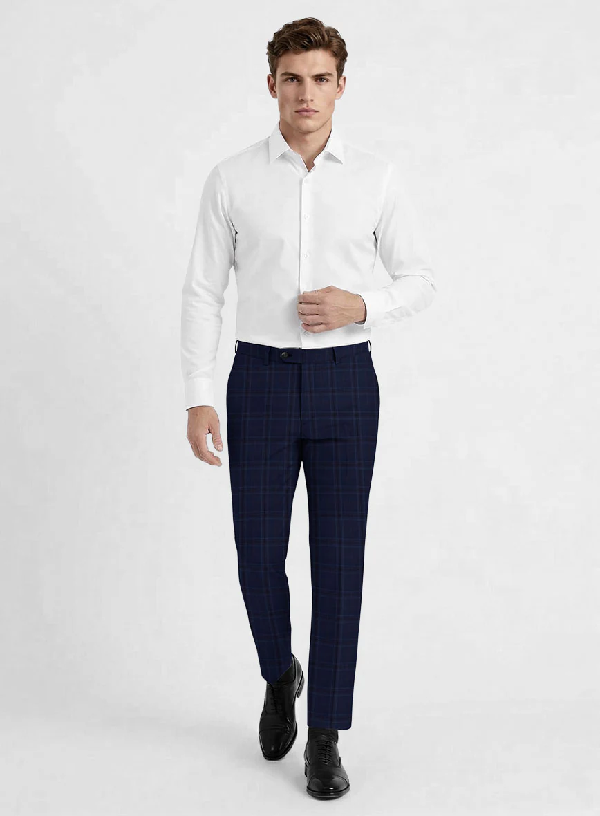 Reda Gulf Blue Checks Wool Pants - Image 3