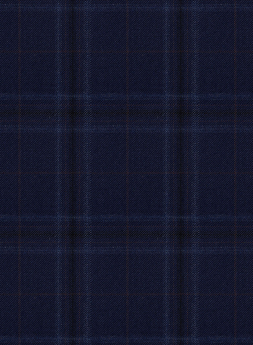 Reda Gulf Blue Checks Wool Pants - Image 4