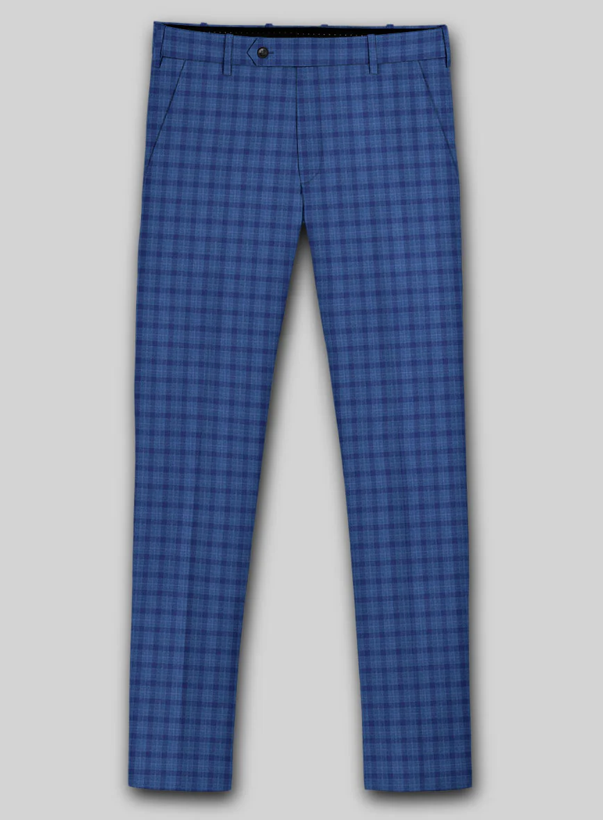 Reda Havelock Blue Checks Wool Pants - Image 2