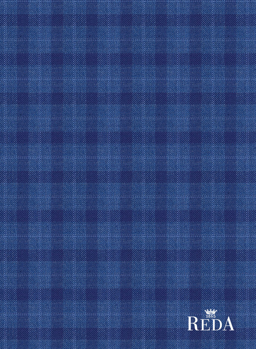 Reda Havelock Blue Checks Wool Pants - Image 4