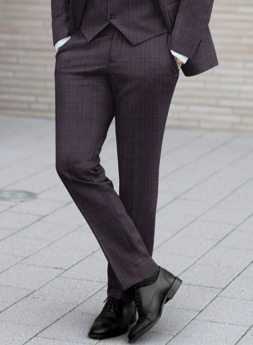 Reda Haze Purple Checks Wool Pants - Image 2