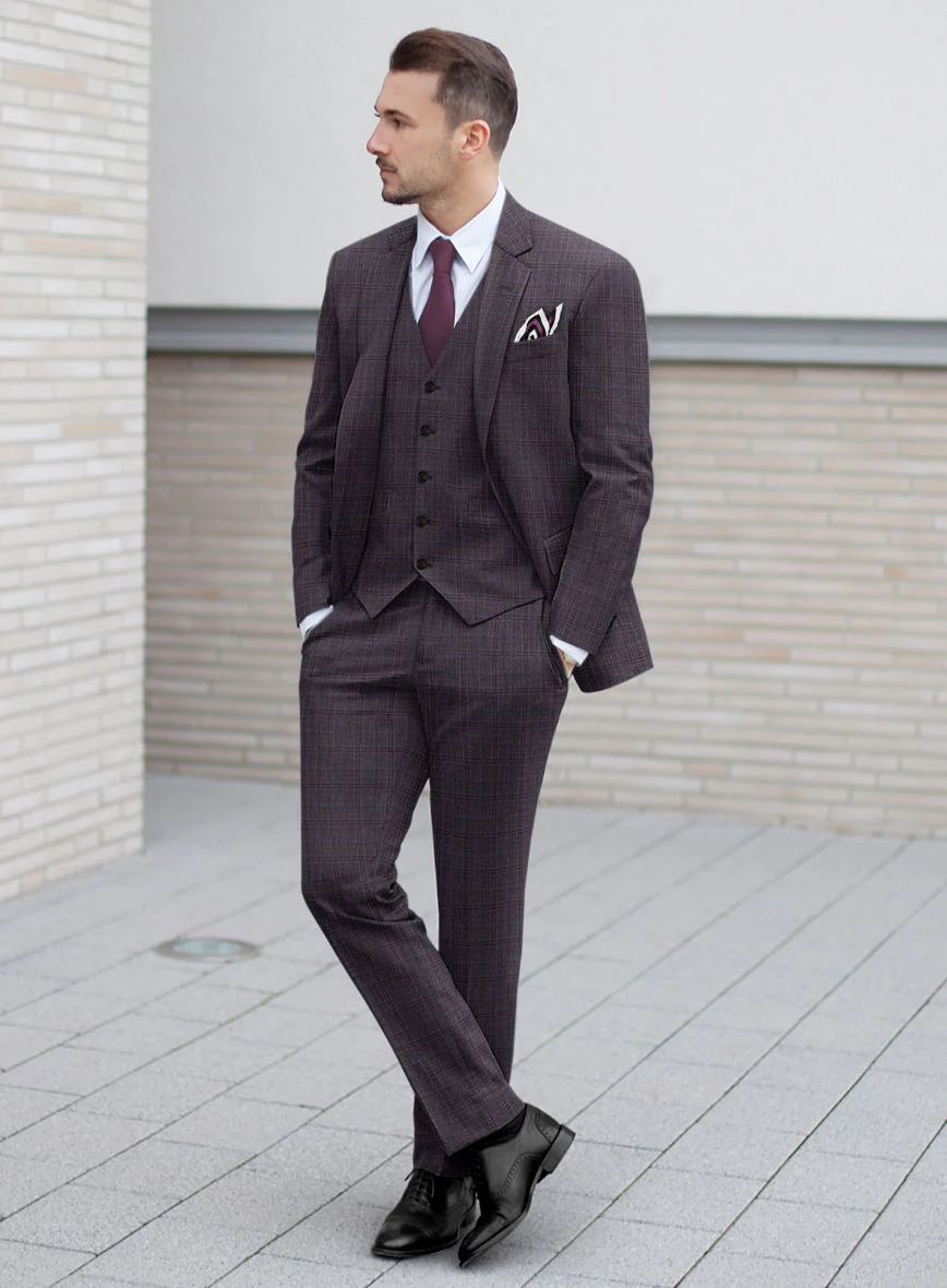 Reda Haze Purple Checks Wool Suit - Image 2