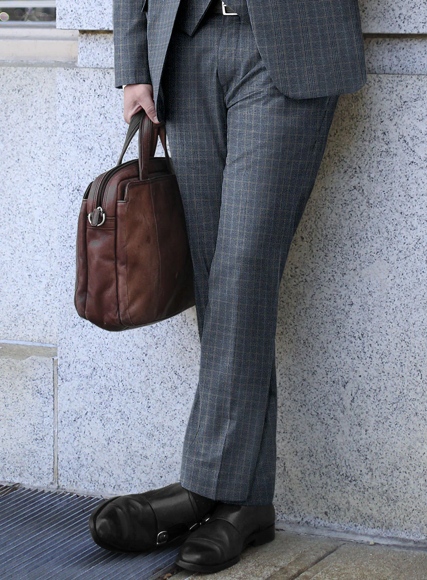 Reda Homio Blue Checks Wool Pants - Image 2