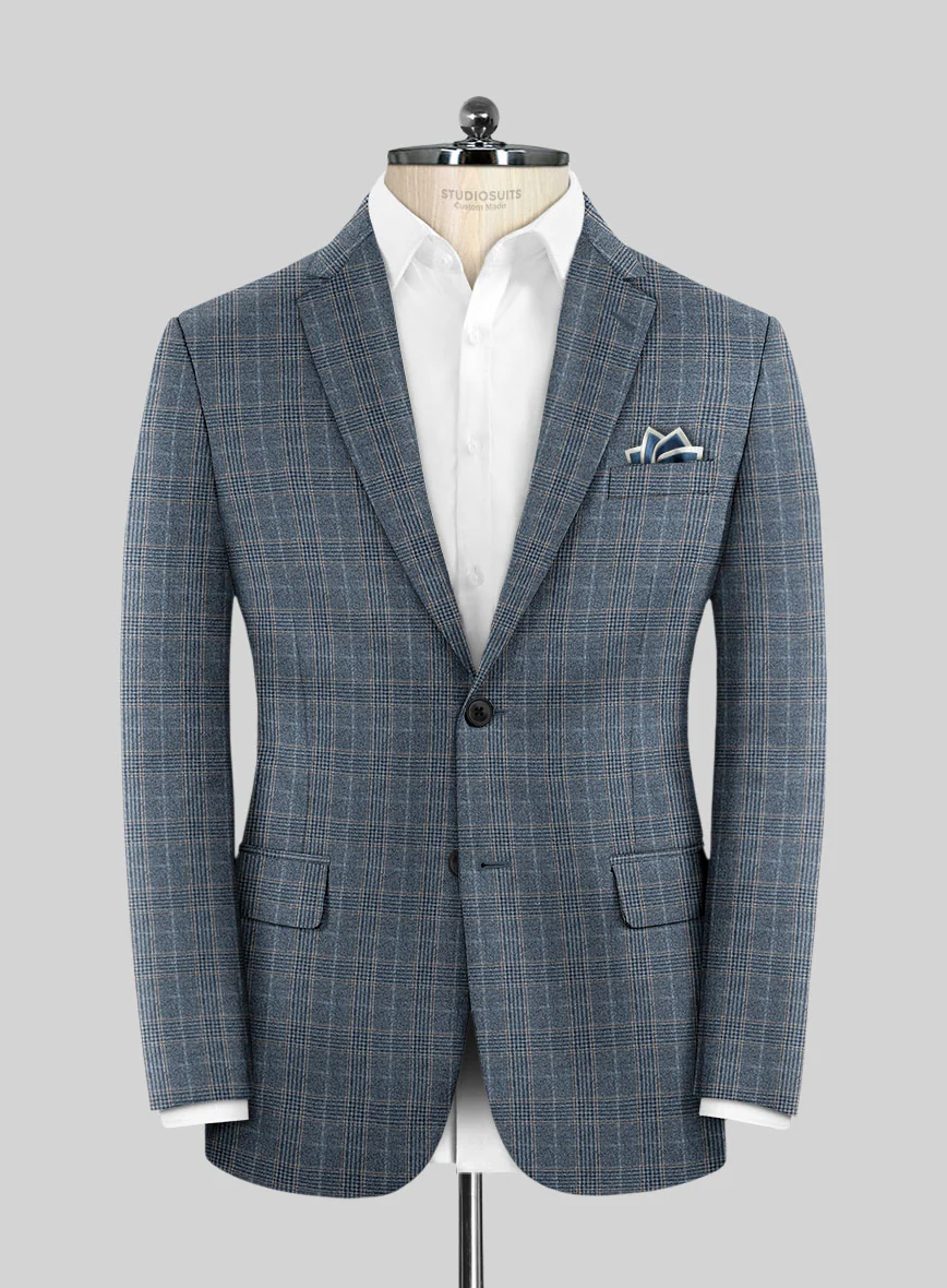 Reda Homio Blue Checks Wool Suit - Image 3