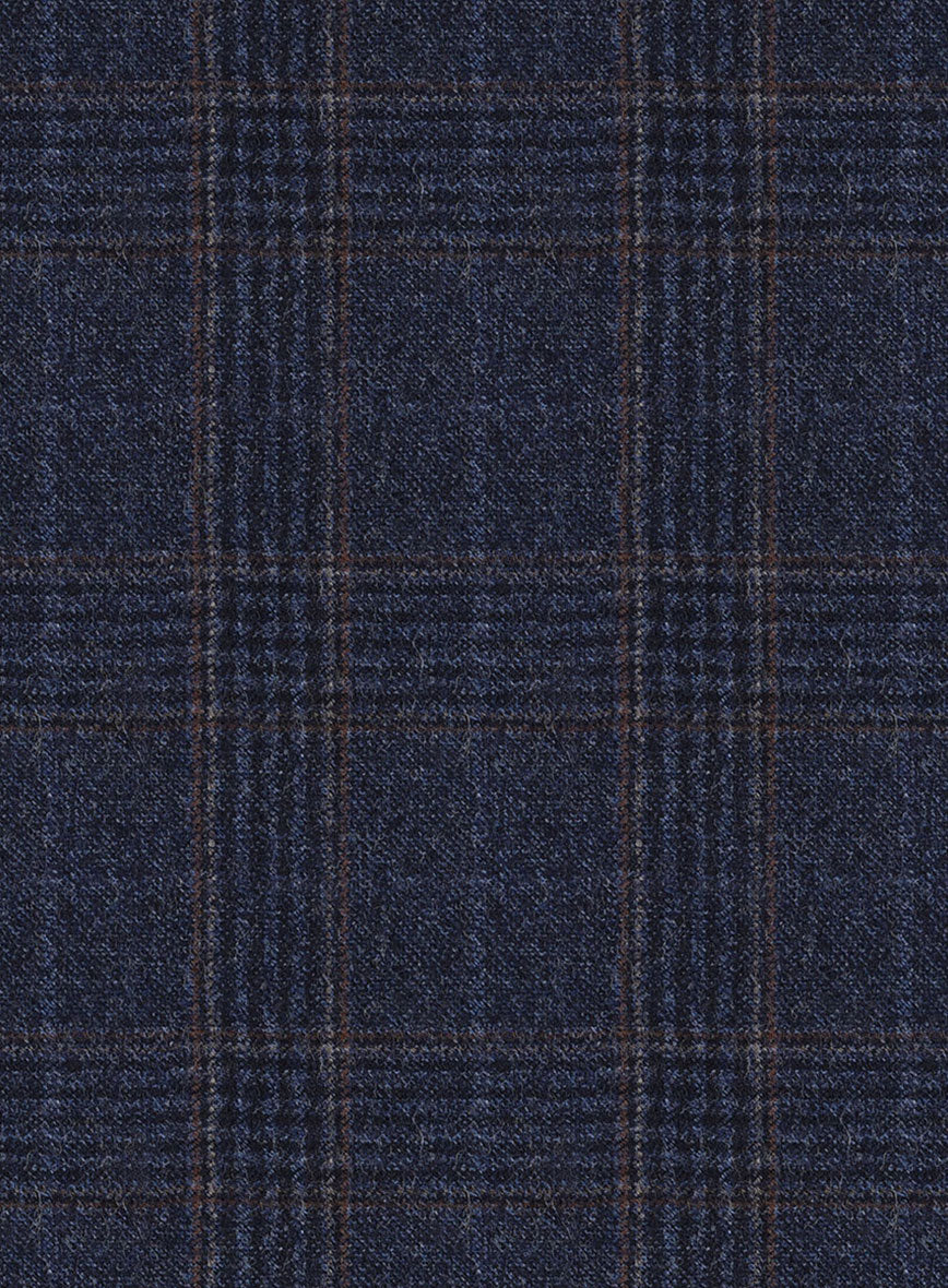 Reda Homio Dark Blue Checks Wool Pants - Image 3