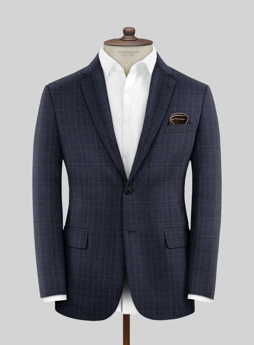 Reda Homio Dark Blue Checks Wool Suit - Image 3