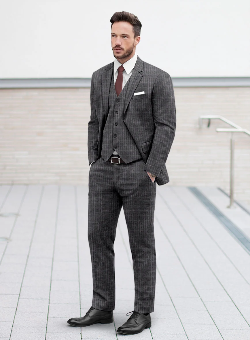 Reda Homio Gray Checks Wool Suit - Image 2