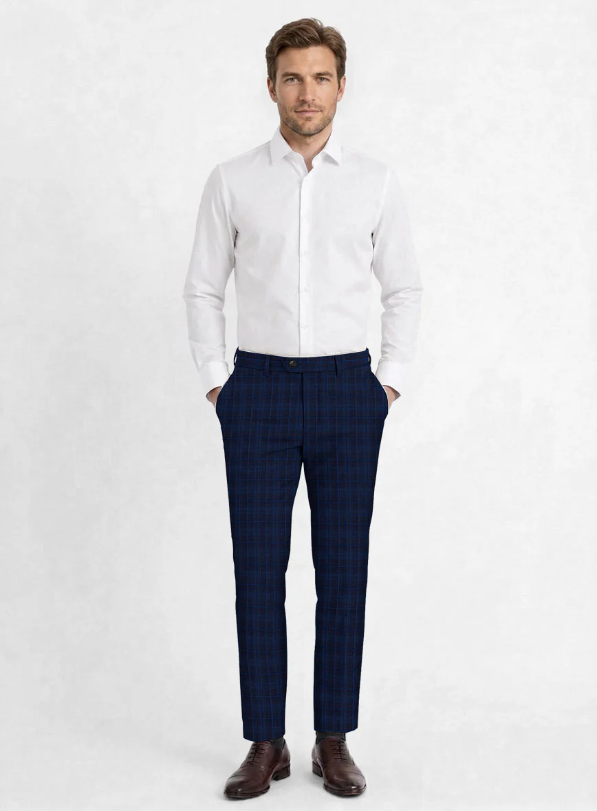 Reda Jagur Blue Checks Wool Pants - Image 3